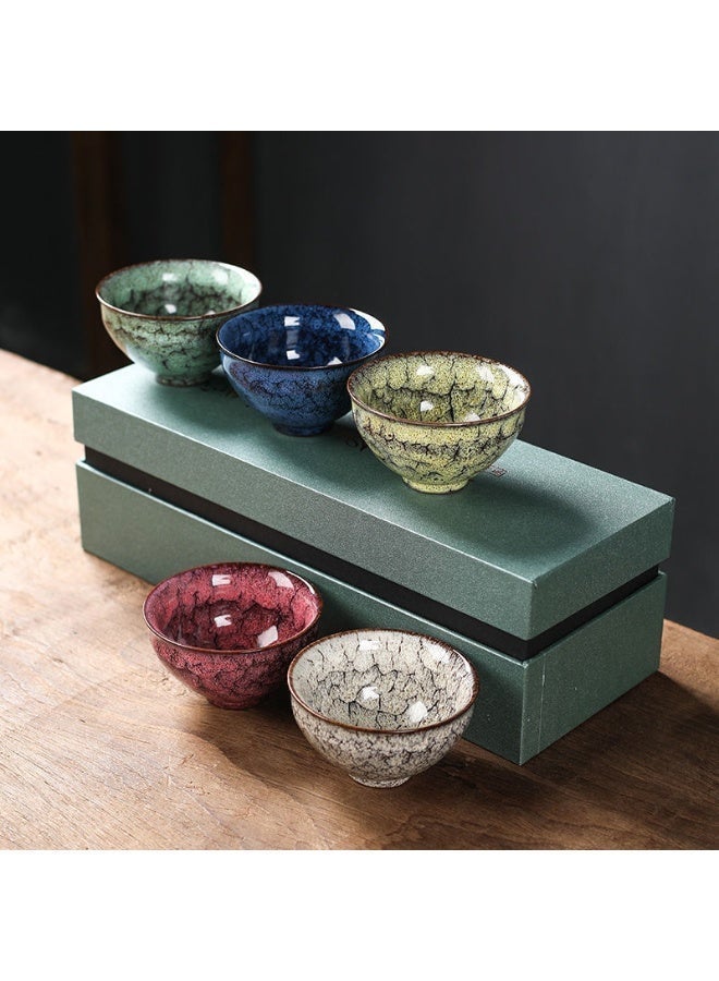MS MIN 5-Color Ceramic Tea Cup Gift Set – Crackle Glaze Teacups with Elegant Gift Box for Gifting or Daily Use - Image 4